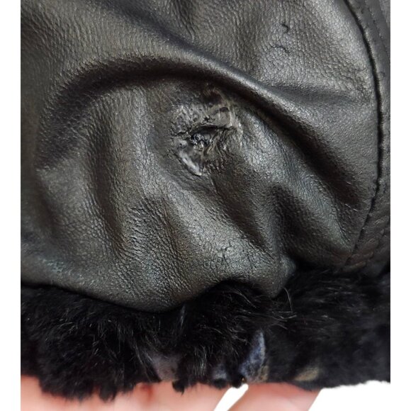 Woman's Dyed Black Sheared Mink Fur Parka Reversing to Black Leather M/L - Picture 12 of 16